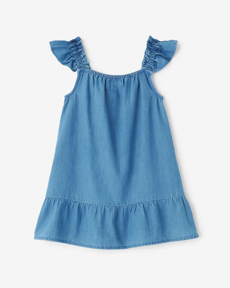 Toddler Girls Chambray Ruffle Dress